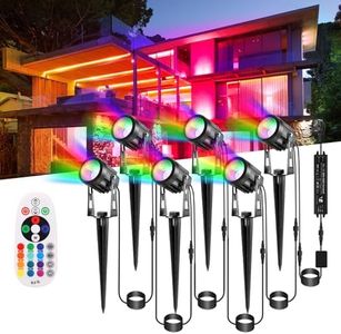 B-right Garden Spike Lights, RGB Garden Lights Mains Powered with Remote 12V Low Voltage Lanscape Spotlights IP65 Waterproof Garden Spot Light for Tree Lawn Fence Shrubs, 6 Pack