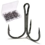 Treble Fishing Hooks 100pcs High Carbon Steel Triple Fishing Hooks Small Round Bend Treble Hook Hard Lure Spoon Fishhook (10#-100pcs)