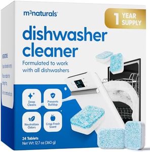 Dishwasher Cleaner & Deodorizer Tablets, Fights Grime, Grease, Limescale, Residue & Odor, Heavy Duty Cleaning Descaler Pods, Septic Safe, 24 Fresh Apple Scented Tablets, 1-Year Supply, by M3