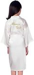 PythJooh Flower Girl Wedding Robes Girls Kids Long Sleeve Silky Satin Kimono Robes for Wedding Bridal Parties 2-13Years