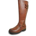 kozi Canada Women Waterproof Knee High Wide Calf Winter Casual Riding Boot SAVANNAH Fur Boot Side Zipper Removable Insole Brown Size 10 - Order Half Size Up