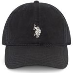 U.S. Polo Assn. Men's Baseball Hat - Officially Licensed, Curved Brim, Washed Twill Cotton, Adjustable Back, Embroidered Logo Black