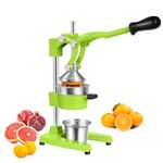 TONGCHANT Commercial Hand-Press Heavy-Duty Cast-Iron Manual Juicer Squeezer for Orange Lemon Citrus Grapefruit Lime Pomegranate with Stainless Steel Cup, Orange Crush Machine, Citrus Press, Green