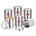 Suvi Stainless Steel Kitchen Containers with See Through Lid (1250ml - 6pcs) | Ubha Dabba Multipurpose Storage | Steel Storage Containers for kitchen Food Grains Capacity - 1kg Approx (Pack of 6)