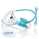 MDF Acoustica Lightweight Stethoscope for Doctors, Nurses, Students, Home Health Use, Adult, Dual Head, White Tube, Aqua Chestpiece-Headset, MDF747XPAQ29