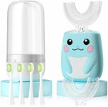 ELOTAME Kids Electric U Shaped Toothbrush Children Rechargeable Sonic Toothbrush with 6 Soft Brush Head Automatic Full Mouth 6 Cleaning Modes -Age2-7 Blue