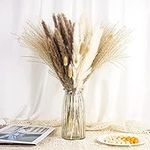 INSANYJ Natural Pampas Grass Artificial for Home Decor - 60 PCS 17 Inch Fluffy Dried Flowers Bouquet, Boho Decoration for Balcony Home Wedding Decor