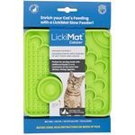 LickiMat Catster Cat Food Mat - Cat Slow Feeder with Micro Dish for Added Hydration - Perfect for Food, Treats, Yoghurt & Anxiety Relief for Cats - Fun Alternative to Slow Feeder Cat Bowl - Green