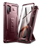 Dexnor for Samsung Note 10+ Case, [Built in Screen Protector and Kickstand] Heavy Duty Military Grade Protection Shockproof Protective Cover for Samsung Note 10+ - Maroon Red