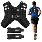 PACEARTH Weighted Vest with Ankle/Wrist Weights 6/12/16/20/25lbs Adjustable Body Weight Vest with Reflective Stripe Workout Equipment for Strength Training, Cardio, Walking, Jogging, Running-Men Women