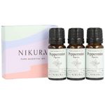 Nikura Peppermint Essential Oil - 30ml (3 x 10ml) | Perfect for Repelling Spiders, Rats, Mice, Bugs, Ants | Great for Hair, Headaches Relief, Energy Boost, Skin, Candle Making | Vegan & UK Made