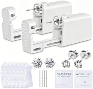 Anzero 2 Pcs Ear Piercing Kit, Disposable Ear Piercing Gun with Cubic Zirconia Stud, At Home Self Ear Piercer Kit (4MM Earrings Stud)