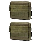 TRIWONDER Tactical MOLLE Horizontal Admin Pouch Utility EDC Tool Bag Military Carry Accessory Belt Hanging Waist Bag (Green - 2 Pack)