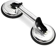 Heavy Duty Aluminum Double Handle Suction Cup Plate Professional Glass Puller/Lifter/Gripper (2 claw silver)