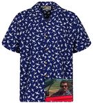 Paradise Found Original Hawaiian Shirt | Tom Selleck Magnum | Made in Hawaii | Different Designs, Dragonfly Blue, L