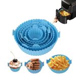 Wrixty 6 Pcs Air Fryer Silicone Pot Reusable Air Fryer Liner Heat Resistant Air Fryer Silicone Basket Round Baking Tray Accessories for Air Fryer Oven Microwave (Multi Color)