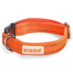 Kibbo Premium Double Padded Reflective Dog Collar | Small to Medium Size Pet Breeds | Ultra Soft Mesh, Nylon, Adjustable Length, Lightweight | Sturdy D-Ring and Buckle | Orange (Medium)