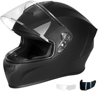 Favoto Full Face Motorcycle Helmet, DOT Approved Lightweight Helmet, Anti-Fog Film Included, cascos para motos for Adults Men Women, Black