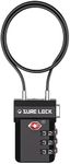 SURE LOCK TSA Approved Luggage Locks, Open Alert, Easy Read Dials, Travel Luggage Locks for Suitcase, Baggage Locks(Extra Long Cable)