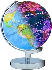 3-in-1 Illuminated World Globe for Children and Adults with Constellation Map, Color Changing Lamp for Learning & Education, Night Light for Kids Room and Desk Decor