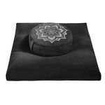 hunnidspace Meditation Cushion with Washable Premium Velvet Cover,100% Memory Foam Square Floor Cushion and Buckwheat Cushion Seating for Adults and Children Sitting, Yoga, Reading (Black Bundle)