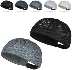 INDIGO WHALES 2 Pack Men's Breathable Brimless Hat, Lightweight Mesh Skull Cap for Summer Outdoor Wear (Black+Gray)