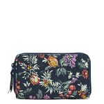 Vera Bradley Women's Cotton Deluxe Travel Wallet with RFID Protection, Fresh-Cut Floral Green, One Size