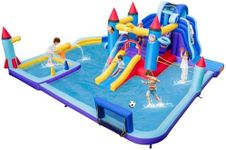 BOUNTECH Inflatable Water Slide, 10 in 1 Mega Waterslide Park Bounce House for Outdoor Fun w/Dual Slides, Giant Splash Pool, Water Slides Inflatables for Kids and Adults Backyard Party Gifts
