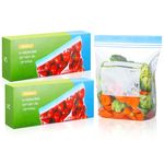 100 Pcs Freezer Bags, Food Storage Bags (1L) Double Seal Reusable Zip Lock Bags for Food Storage, Snacks, Fruits, Widen Bottom Soup Freezer Bags