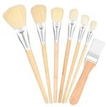 Grevosea Mop Brush for Acrylic Painting, 7 Pieces Versatile Blending Brush Paint Brushes for Acrylic Painting Goat Hair Paint Brush Set for Acrylic Watercolor Oil Painting Face Body Art