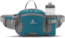 Water Resistant Bum Bag with Water Bottle Holder and Multi-Pockets, Large Capacity Waist Fanny Pack Bumbag for Dog Walking Hiking Travel Sports Women Men, Blue, L