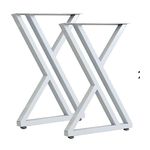 Ventuos 28" Metal Industrial Dining Modern Table Legs Desk Legs Base Cast Iron Welding Wrought Iron Coffee Table Bench Legs (White Z Shape)