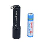 TrustFire Keyring Torch MINI-06 EDC Key Ring Flash Light Compact Flashlight Keychain Torches 90 Lumens Pocket Flashlight with One AAA Rechargeable Battery(Red/Green/Blue/Black/Gold Optional) (Black)