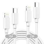 USB C to Lightning Cable 1M+2M 2Pack [MFi Certified], Fast iPhone Charger Cable USB C iPhone Cable Fast Charging Lightning Cable USB C Charger Cable Lead Wire for Apple iPhone 14 13 12 11 Pro Max/Mini