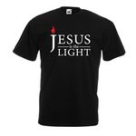 lepni.me Mens T-Shirt Jesus Christ is The Light, God's Love - Easter - Resurrection - Nativity- Religious Christian Gifts (XL Black Multi Color)