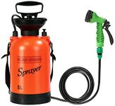 CLICIC 1.3 Gallon Pressure Sprayer with 7 Spray Modes, Camping Shower with Removable Hose and Shower Head, for Camping Outdoor Traveling Hiking and Pet Bath, 5L, Red