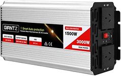 Giantz Power Inverter, 1500w/3000w 12v to 240v Electric Portable Pure Sine Wave Inverters Adapter Convertor Camping Car Boat Caravan Laptop Accessories, Convenient USB Output Silver