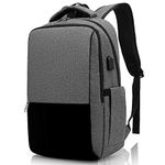 Backpack, Business Travel Backpack with Charging Port, Water Resistant Rucksack, Anti-Theft Backpack for Men Women, Fits 15.6-inch School Bag(Grey)