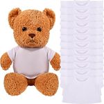 12 Pcs White Basic Tee Shirt Teddy Bear Clothes Classic Build a Bear Clothes Plush Teddy Bear Clothes Crew Neck Stuffed Animal T Shirt Fit 14-18 Inches Stuffed Bear Dolls