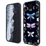 BVDIKMI Case for Blu View 3 B140DL Slim Liquid Silicone Soft Case Full-Body Anti-Scratch Shockproof Protective Phone Cover with Design for Blu View 3, Moon Dragonfly Flower