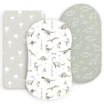 Ultra Soft Stretchy Jersey Knit Fitted Bassinet Sheets 3 Pack, Universal Fitted for Baby Cradle Moses Basket Oval Rectangle Mattress Safe and Snug, Bassinet Fitted Sheets for Boy, Dinosaur Print