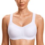 SYROKAN Women's Underwire Push Up Firm Support Contour High Impact Sports Bra White 32DD