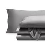 Bare Home Lyocell Tencel Sheet Set - Queen Size - 4 Piece Set - Derived from Eucalyptus - All-Season - Ultra Soft - Deep Pocket (Queen, Light Grey)