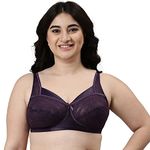 Enamor FB06 Women's Nylon Full Support Classic Lace Lift Bra - Non Padded Non Wired High Coverage(FB06-Blackberry Cordial-38Z)