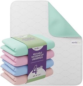 Incontinence Bed Pads - 4 Pack 18” x 24” Reusable Waterproof Mattress Protectors - Highly Absorbent, Machine Washable - for Children, Pets and Seniors - Assorted Colors - Royal Care