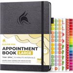 Clever Fox Appointment Book – Hourly Schedule Planner with 15-Minute Increments – Time Box Planner for Daily Work & To-Dos – Weekly & Monthly Spreads, Undated, Hardcover, A4 size, (Silver Black)