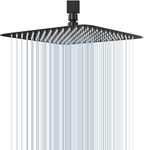 Rain Shower Head, VIGIME 12 Inch High Pressure Square Rainfall Showerhead, 304 Stainless Steel Fixed Shower Heads with 144 Silicone Jets for The Ultimate Shower Experience (Matte Black)