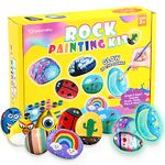 Lekebaby Rock Painting Kit, Arts and Crafts for Kids, Creative Toys & Gifts & Presents for Boys Girls Age 3-12 Year Old