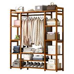 Naayaab Craft Bamboo Free Standing 3 Layer Clothes & Garment Rack Clothes Coat Hanger, Multipurpose Portable Wardrobe Closet Organizer (Size - 140x30x150cm)