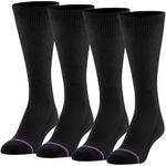 PEDS Women's Diabetic Crew Socks with Non-Binding Top and Cushion Sole 4 Pairs, Black, 7-10